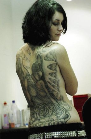 Back tattoo design girl sexy
