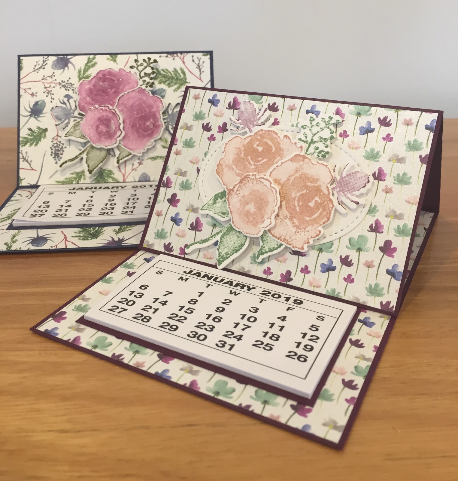 Calendar easel card featuring First Frost Bundle from Stampin Up