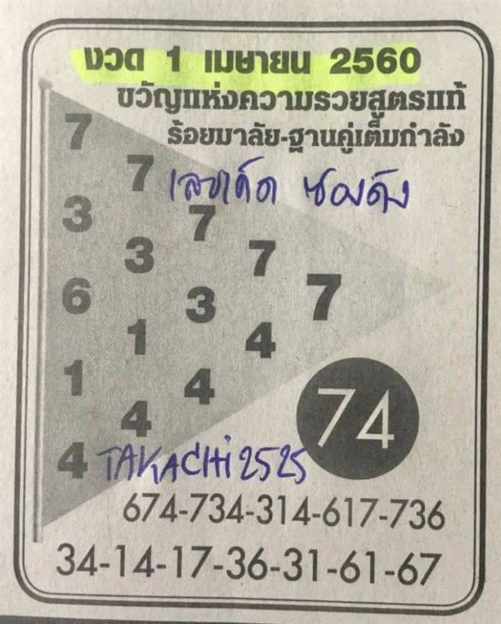 Thai Lottery 123 Hot Touch Magazine Papers 01\/04\/2017 - Thai Lottery Tricks