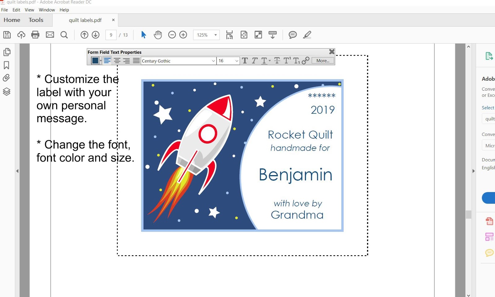 big B Baby Boy Quilt Labels