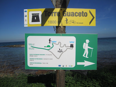 Signs Showing the Hiking Paths at Torre Guaceto