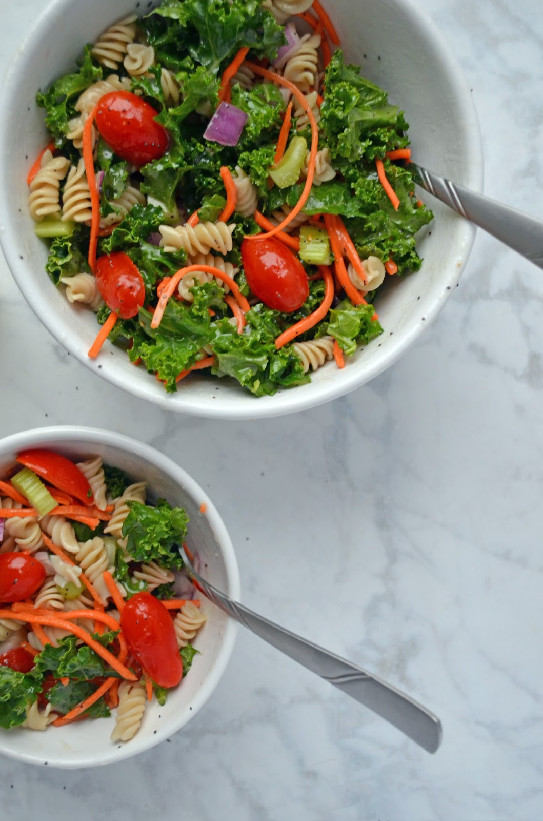 The Energetic Foodie Rainbow Pasta Salad with Poppy Seed Vinaigrette