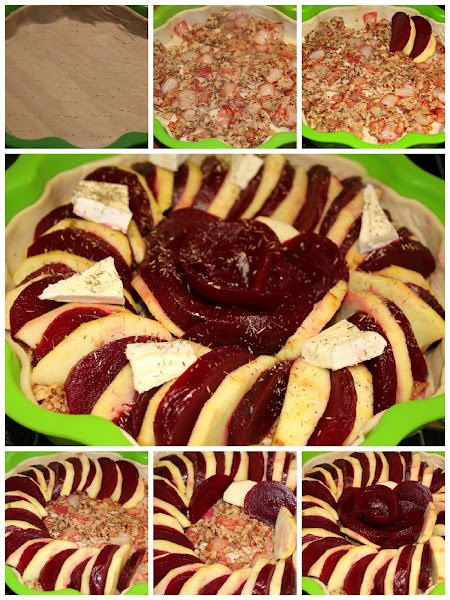 CORONA DE REMOLACHA, MANZANA, QUESO Y ATÚN