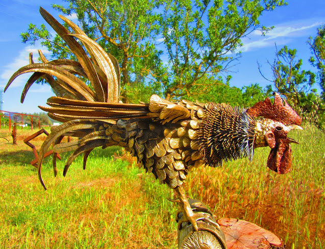 escultura bronce ; rooster sculpture Jose Miguel Flores brass