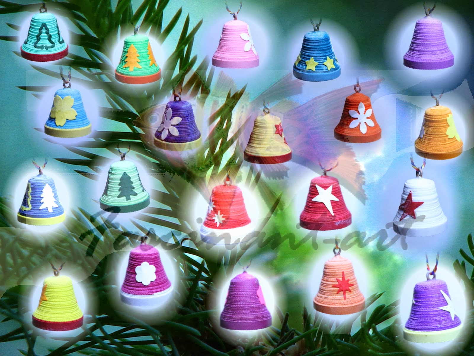 ... : Christmas ornaments & decorations - Christmas tree quilled bells