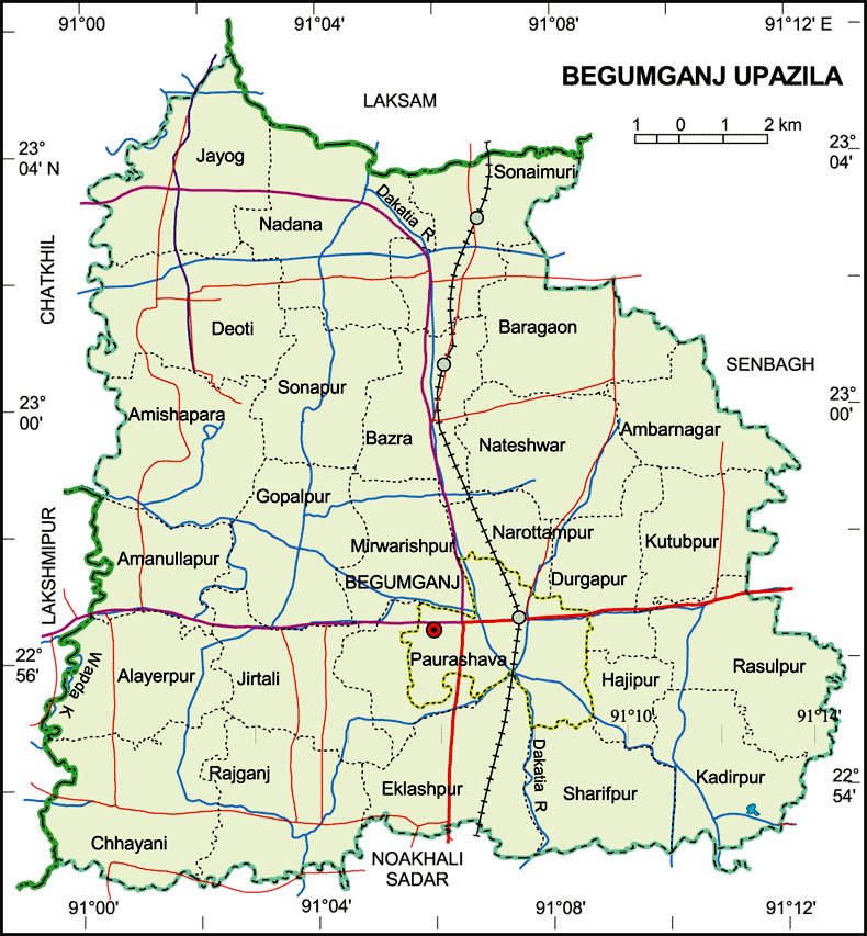 Begumganj Upazila Map Noakhali District Bangladesh