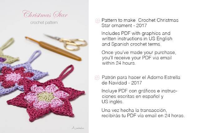 Christmas Crochet Star Ornament pattern, Anabelia Craft Design