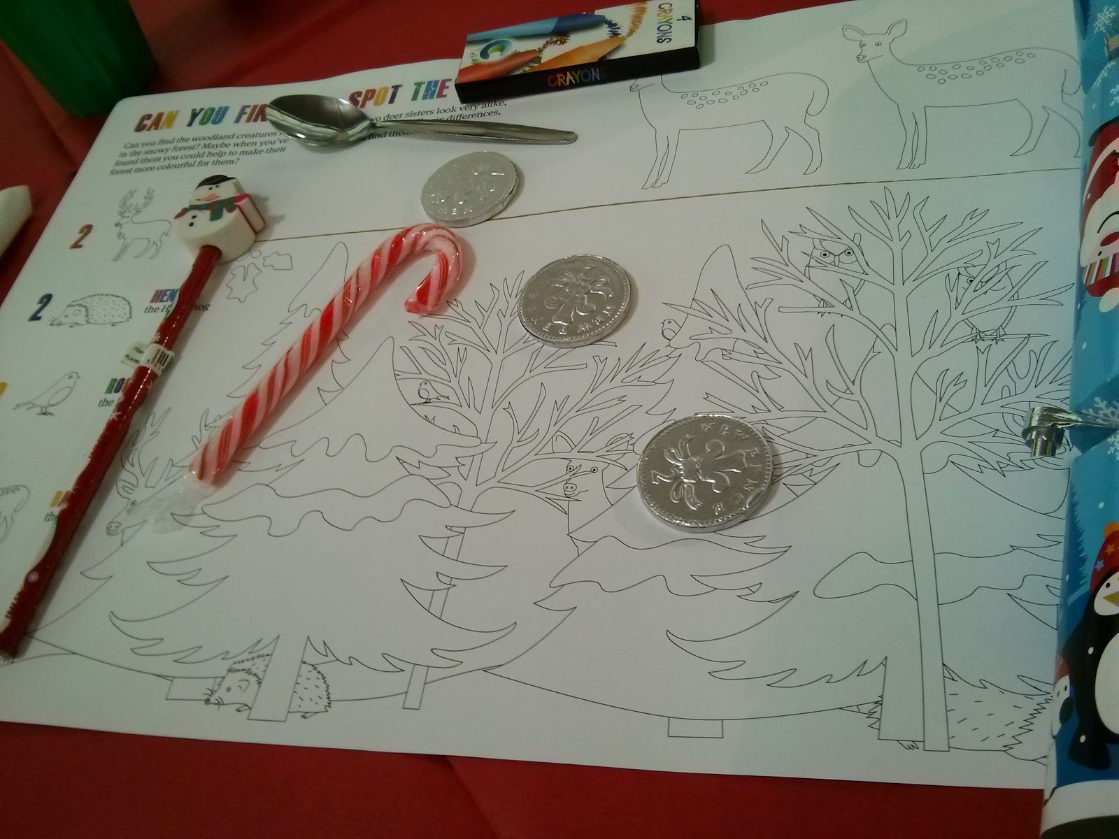 Colour in Table mat and Christmas treats