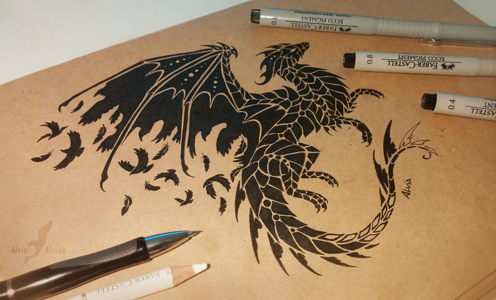 06-Black-Dragon-Master-of-Night-Ravens-Alvia-Alcedo-Dragons-and-other-Mythical-Magical-Creatures-in-Fantasy-Drawings-www-designstack-co