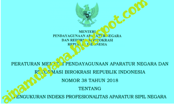  Peraturan Menpan atau Permenpan RB Nomor  Permenpan RB No 38 [Tahun] 2018 (Tentang) PENGUKURAN INDEKS PROFESIONALITAS APARATUR SIPIL NEGARA