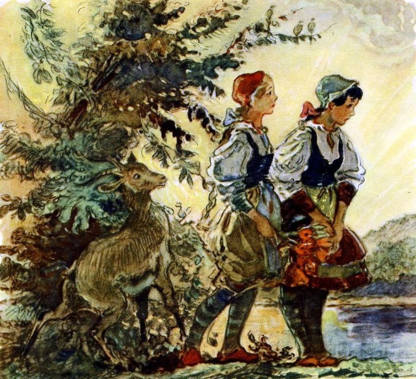 Беляночка и розочка сказка читать с картинками