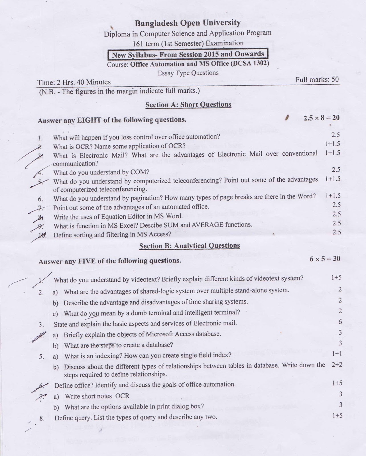 microsoft word examination