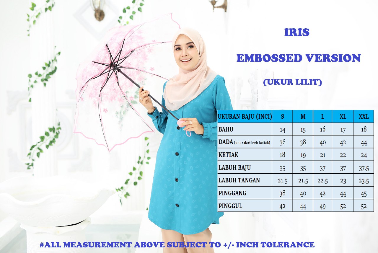 KOLEKSI PAKAIAN MUSLIMAH IRIS EMBOSSED BLOUSE (NA)