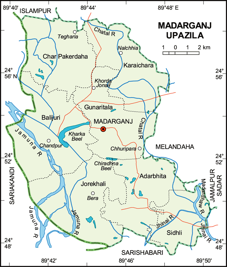 Madarganj Upazila Map Jamalpur District Bangladesh