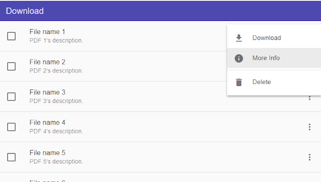 Angular Material Download List with options