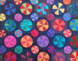 Pies and Tarts Quilt, Brights on Navy