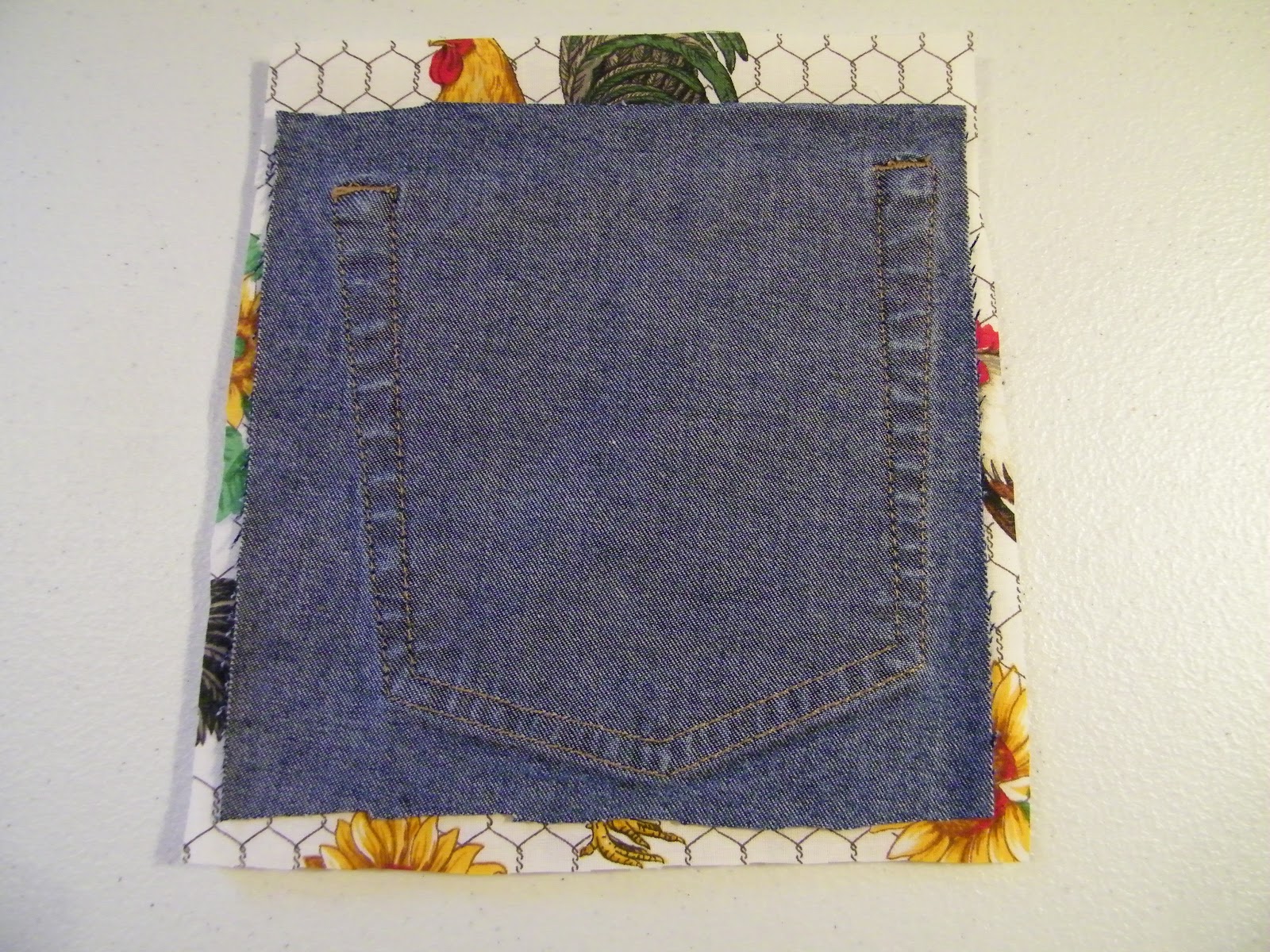 a Paisley Sunflower Blue Jean Pocket Pot Holders Tutorial