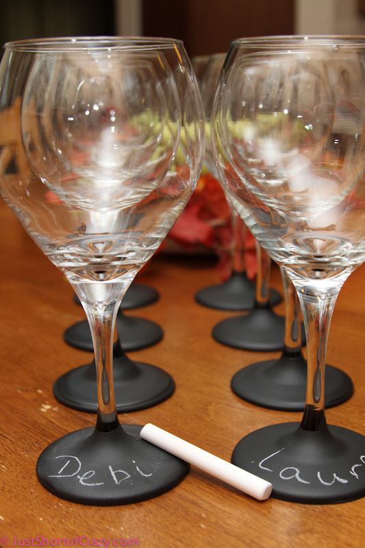 Impress guests with dollar store chalkboard wine glasses