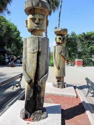 Pre-Colombian-inspired art atop Santa Lucia Hill in Santiago Chile