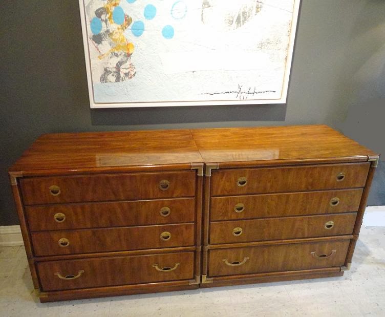 MICHAEL THOMAS "Drexel Furniture Co." Pair of Campaign Chests