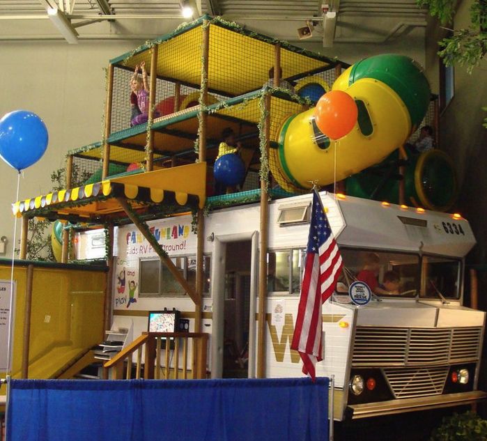 Just A Car Guy kids RV playground in the Burlington RV Center in