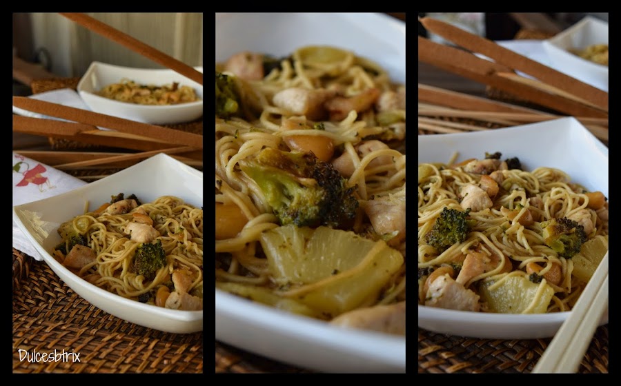 Fideos chinos con pollo-Dulcesbtrix