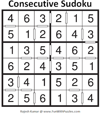 Consecutive Sudoku (Mini Sudoku Series #57) Solution