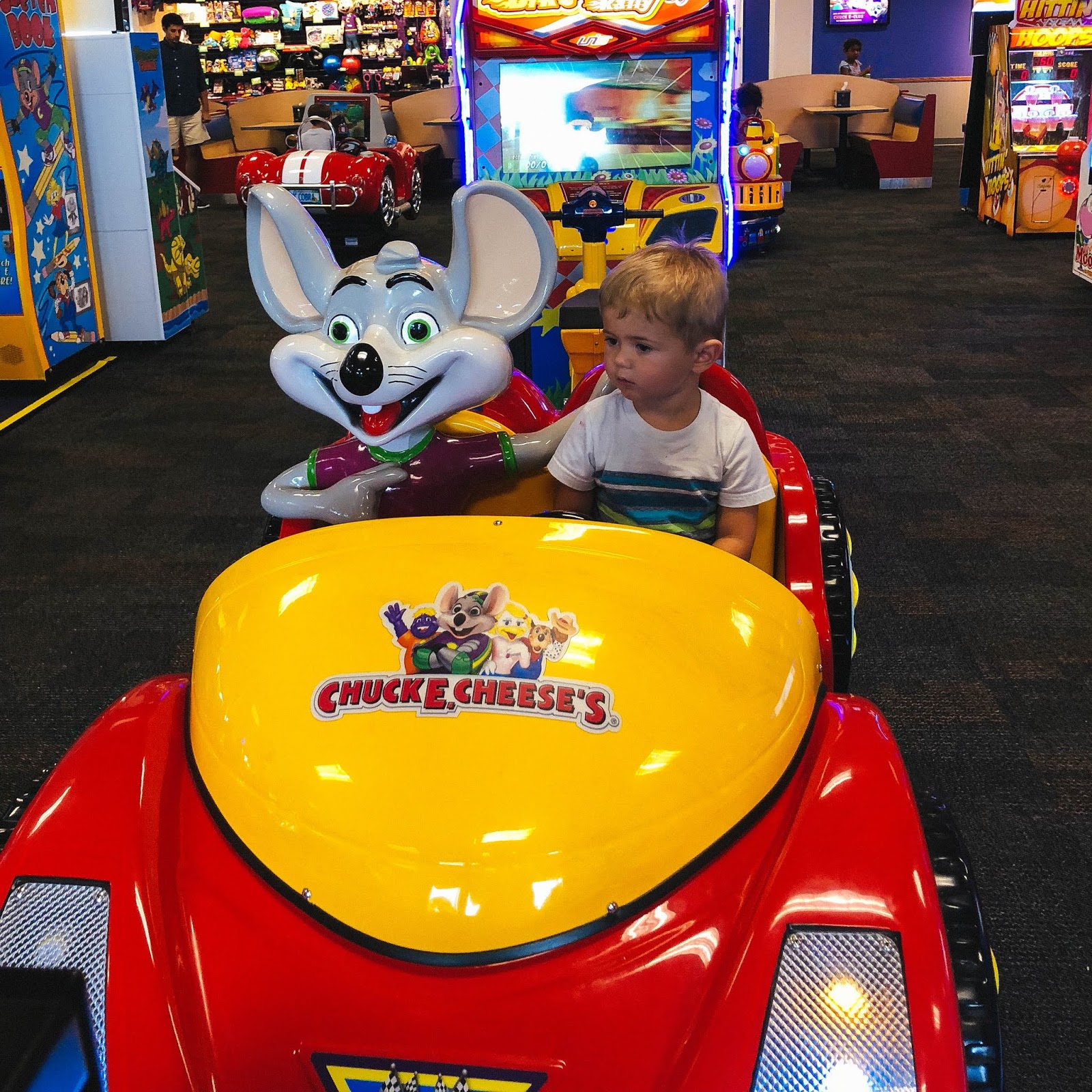 Jack’s first trip to Chuck-E-Cheese (depsite the face he’s making, he LOVED...