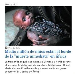 MEDIO MILLÓN DE NIÑOS AL BORDE DE LA MUERTE.