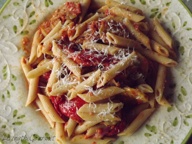 ~ fresh tomato sauce with grilled veggies and macaroni ~
