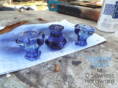 Purple Spray Painted Glass Knobs - D. Lawless Hardware