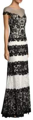 Tadashi Shoji Striped Lace Gown