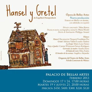 La ópera Hänsel y Gretel se presenta en el Palacio de Bellas Artes durante Febrero