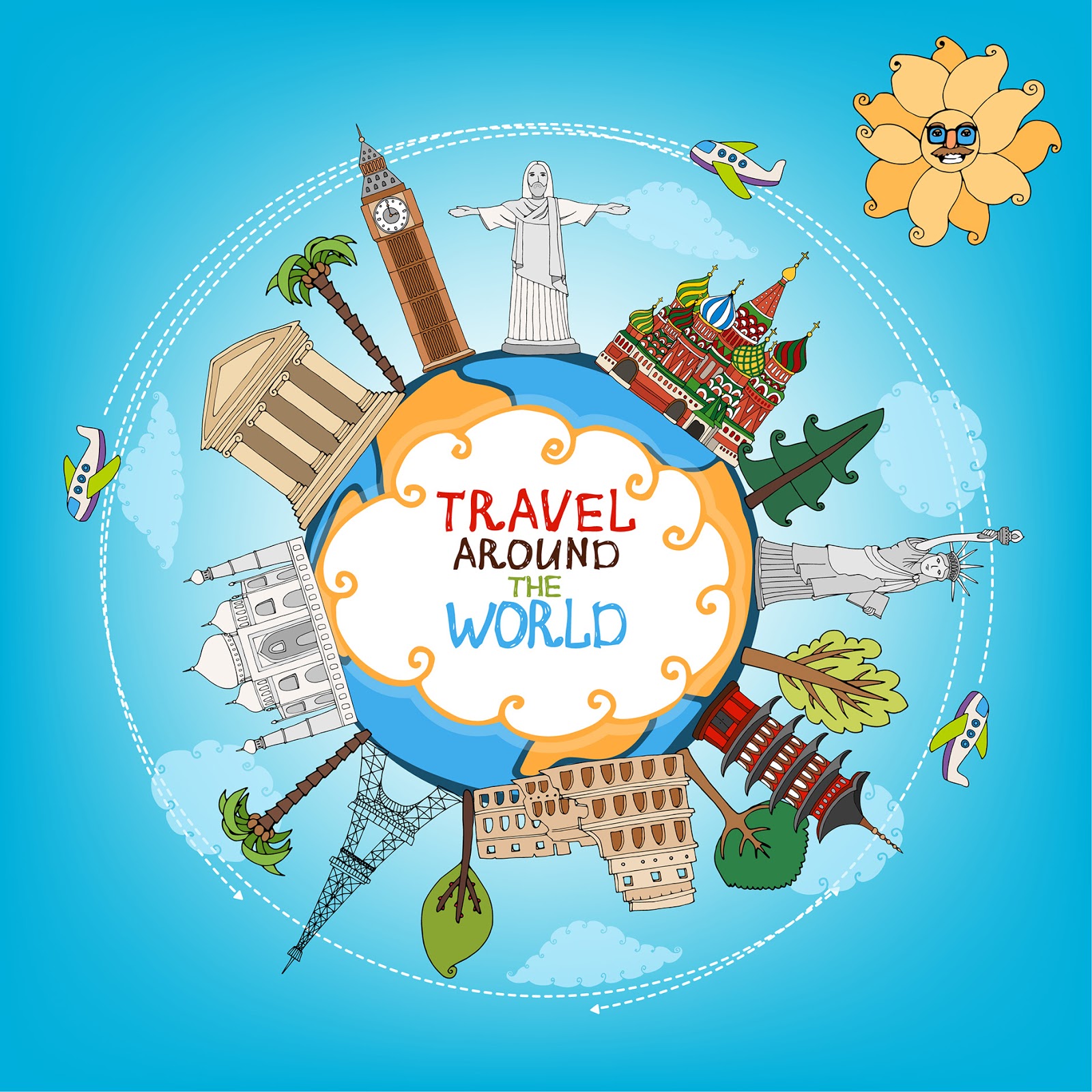 World Travelling Elements Creative Vector Set Free Vector Vectorkh
