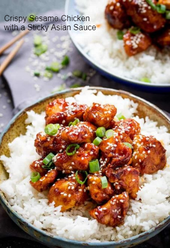 Crispy Sesame Chicken with a Sticky Asian Sauce - Recipes Delicious