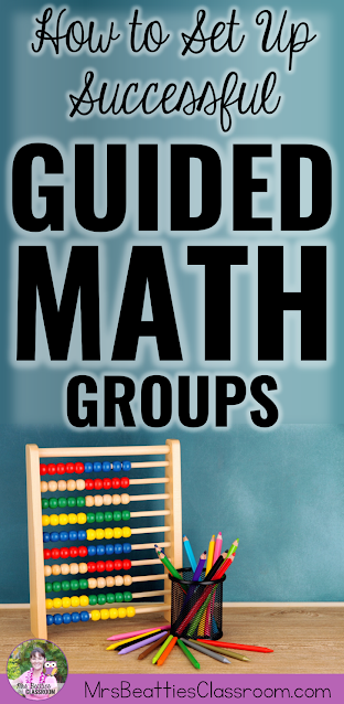 Photo of math tools with text, "How to Set Up Successful Guided Math Groups."