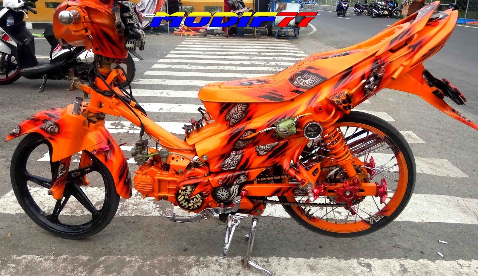 Modifikasi Jupiter Z Xtreme Orange Gothic SRBY MODIF 77