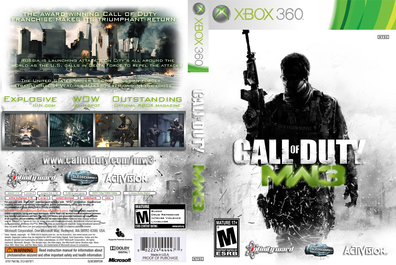 COVER'S AKI CALL OF DUTY MW3 XBOX 360