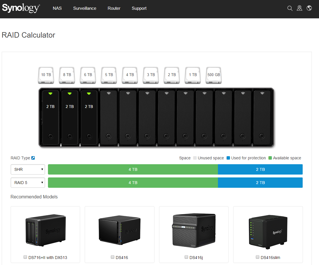 Kpaper Create Space Synology Raid Calculator 시놀로지 레이드 계산기 용량 계산 할 때 편리!