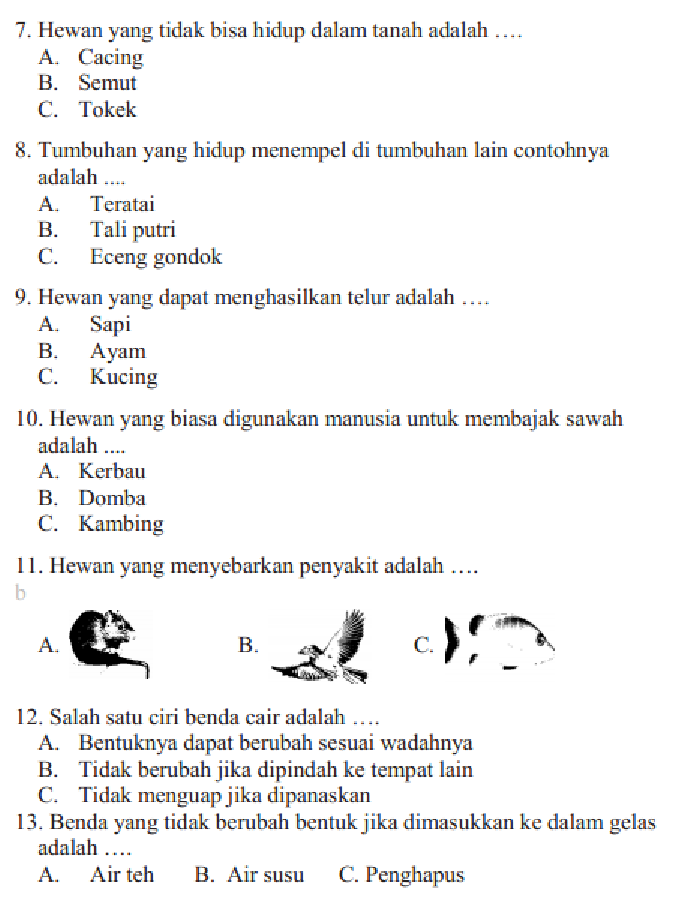 SOAL DAN JAWABAN LATIHAN UAS IPA KELAS 2 SD/MI SEMESTER 1 | SERBA SERBI