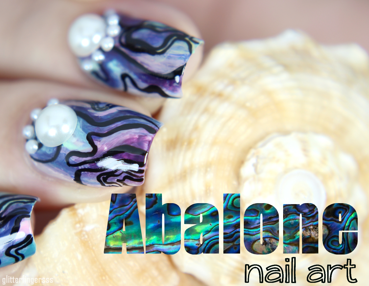 Abalone shell nails Glitterfingersss in english
