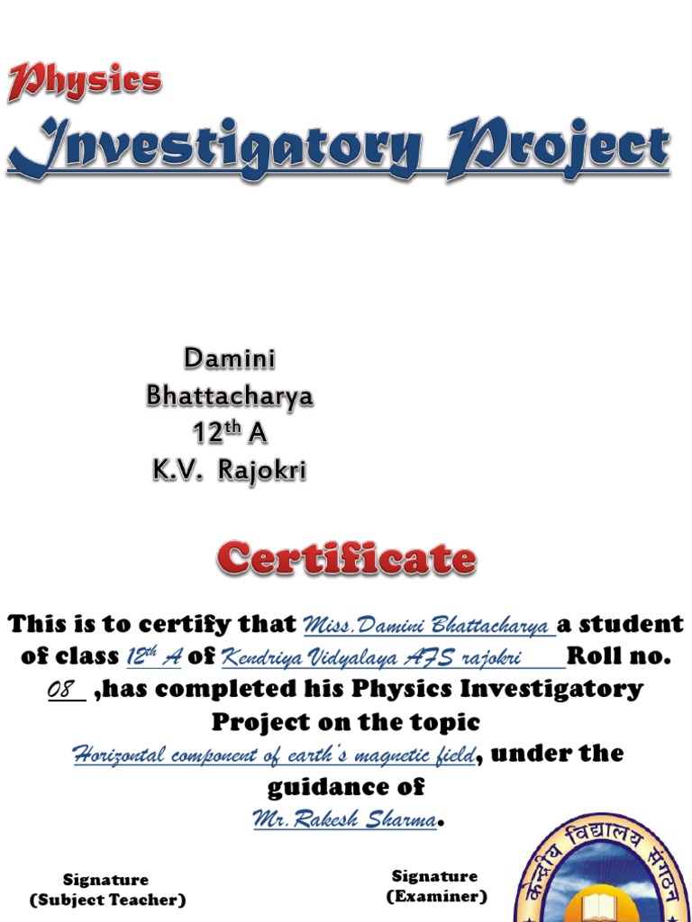 physics investigatory project class 11 pdf