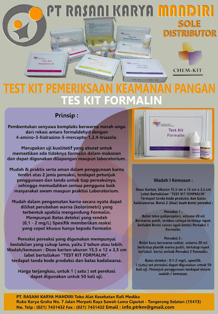 Harga alat uji formalin, jual alat tes formalin, harga test kit uji formalin, alat cek formalin, alat tester formalin, alat pendeteksi formalin, reagen cek formalin, formalin test kit, alat cek formalin, 