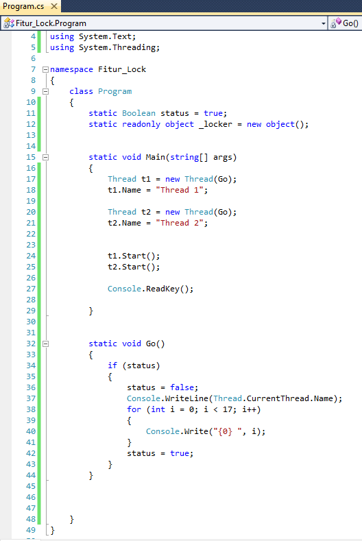 Dimensi TutupBotol Fitur "lock" dalam Thread C