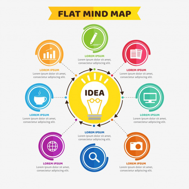Colorful diagram with idea and circles Free Vector