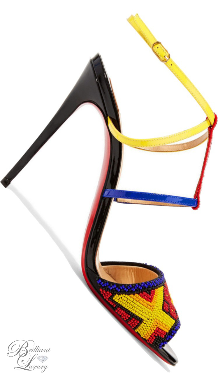 Brilliant Luxury * Christian Louboutin Tipika Beaded Leather Sandals SS 2016