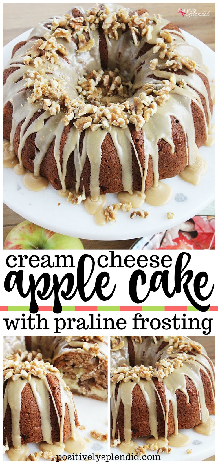 APPLE CREAM CHEESE CAKE WITH PRALINE FROSTING Delicious Cuisine Recipes