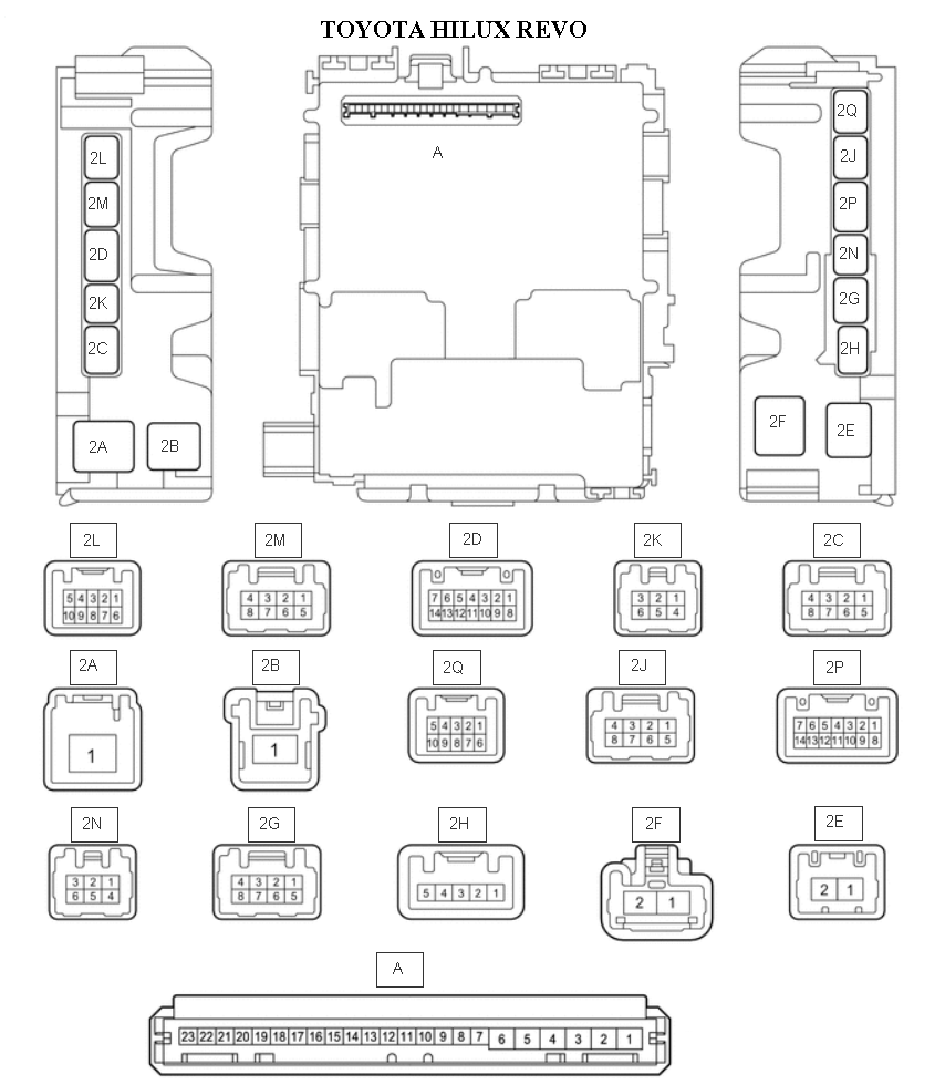 TOYOTA HILUX REVO WIRING - ENGINE: TOYOTA COMPUTER BODY ECU