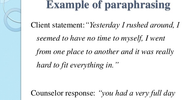 Summarizing in counseling examples picture