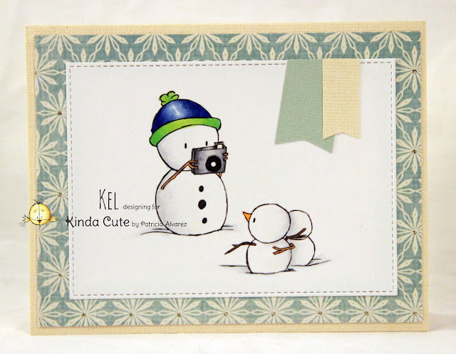 card using snowman taking photos